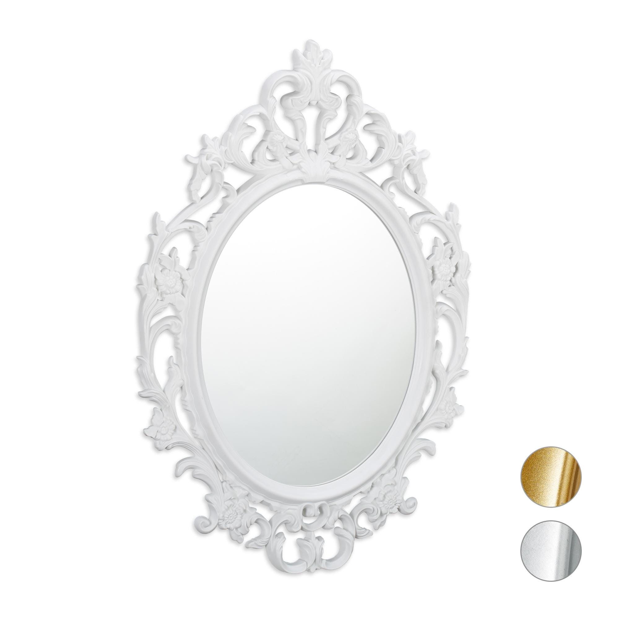 Relaxdays Specchio Vintage Barocco, Specchio Ovale da Parete, Specchio  Antico, Design moderno, bianco