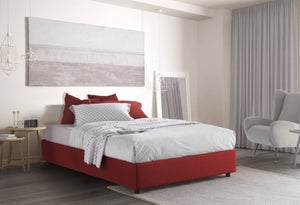 Letto piazza e mezza Dcasade, Letto contenitore con rivestimento in  tessuto, Apertura frontale, con materasso Cm 120x190 incluso, Rosso