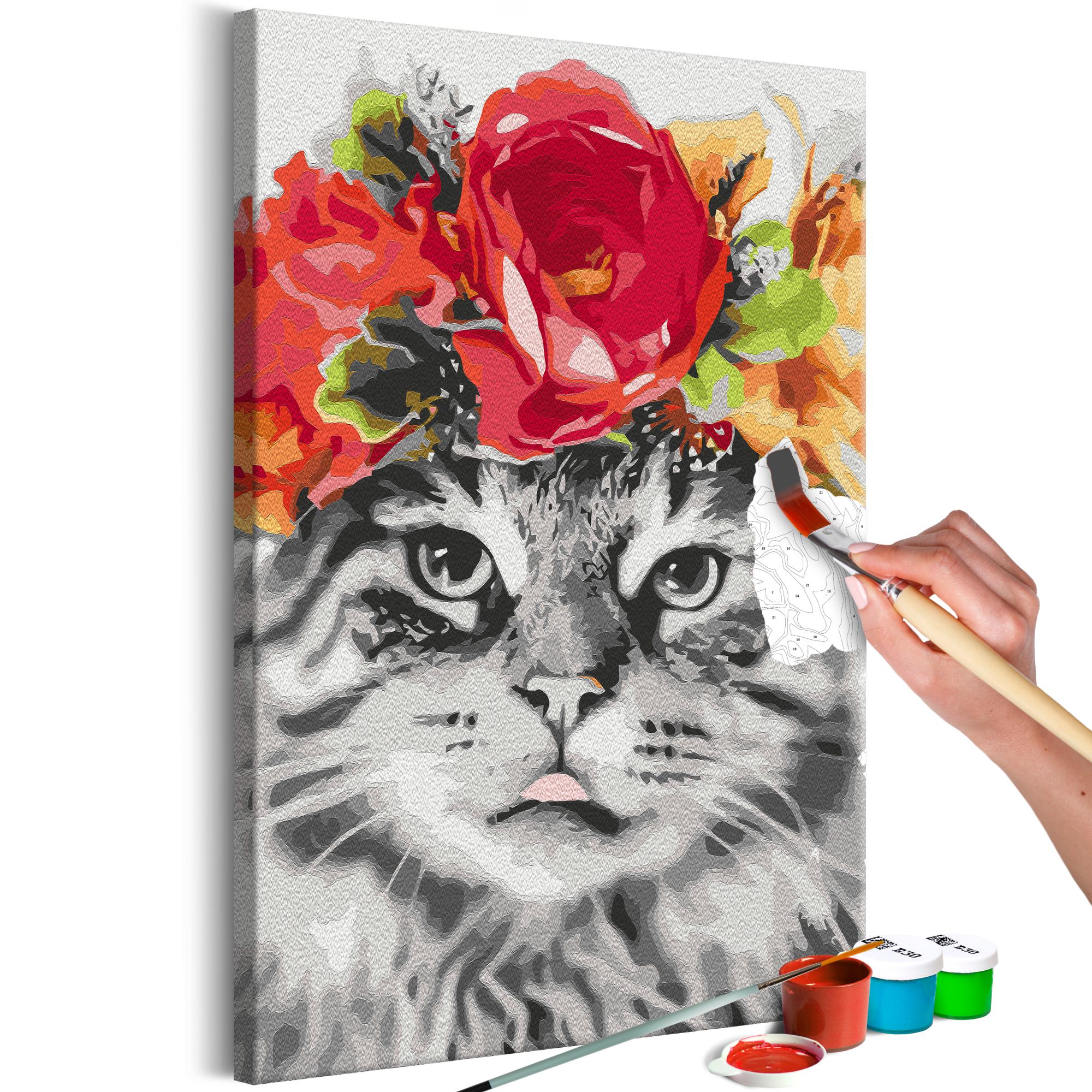 Quadro fai da te - Cat With Flowers 40x60 cm | Leroy Merlin