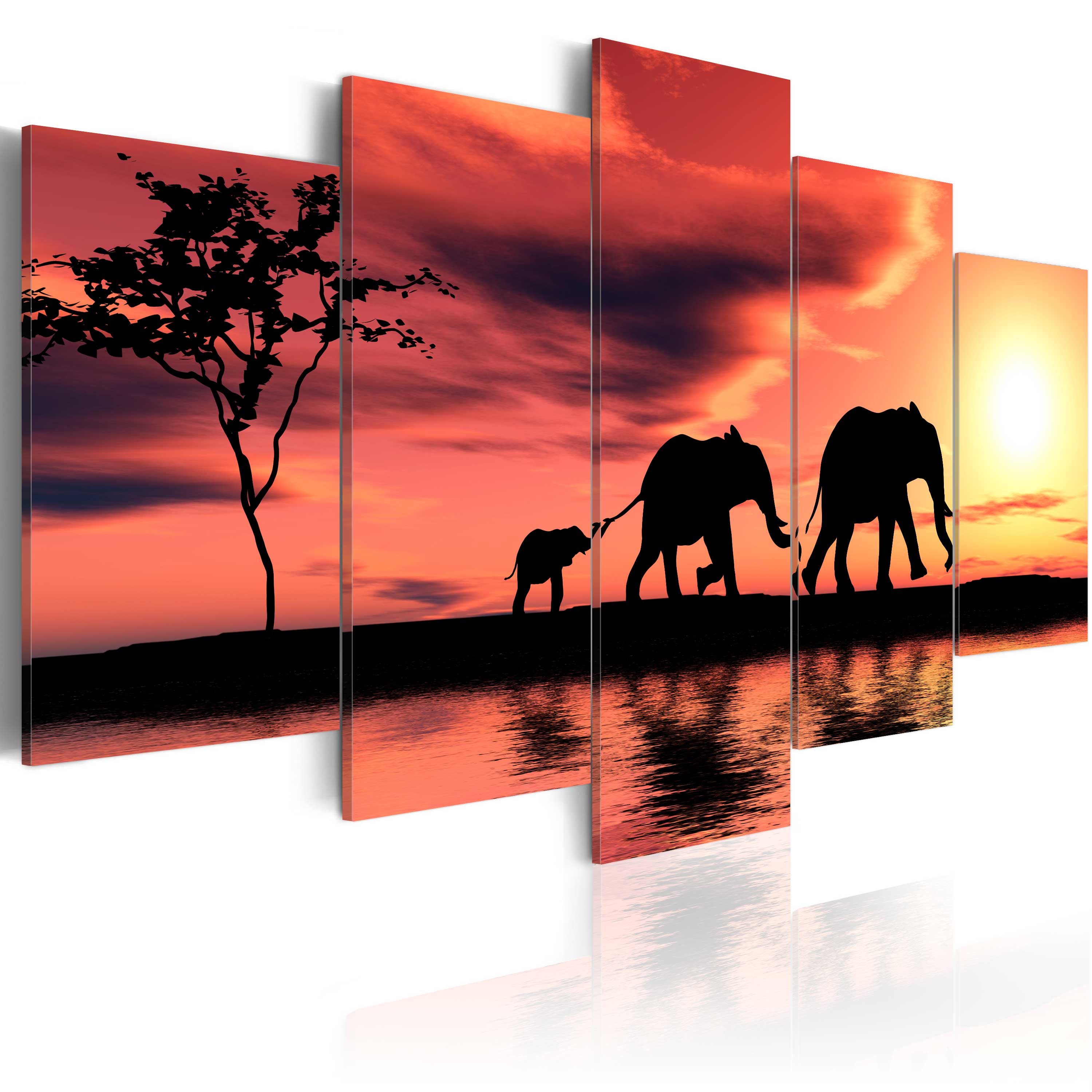 Quadro - Famiglia di elefanti africani 200x100 cm