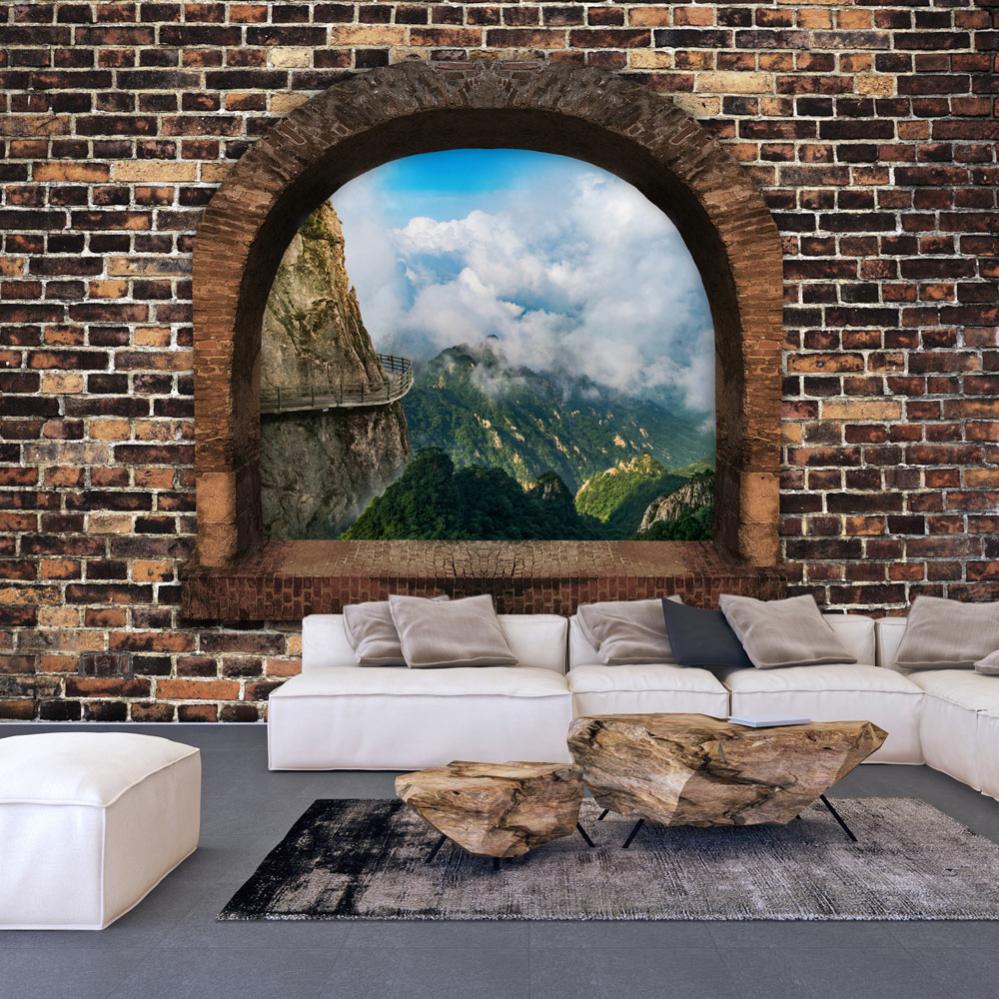 Papier Peint Adhésif 3D Snow Mountain N2115 – Autocollant Mural Amovible, Décor Coloré