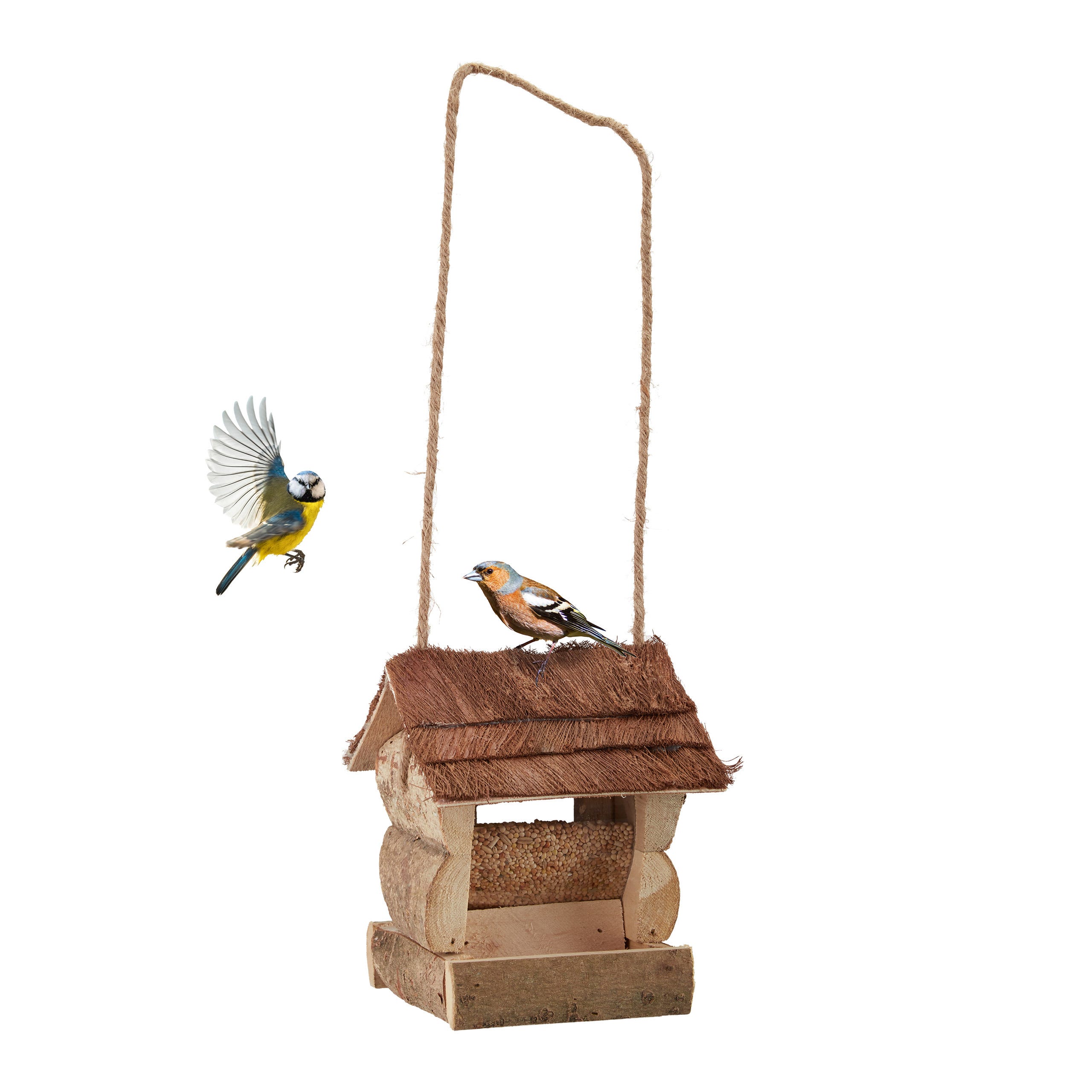 Relaxdays Mangeoire d'extérieur pour oiseaux, bois, non traité, à pieds, H  x L x P : env. 117 x 50 x 50 cm, marron
