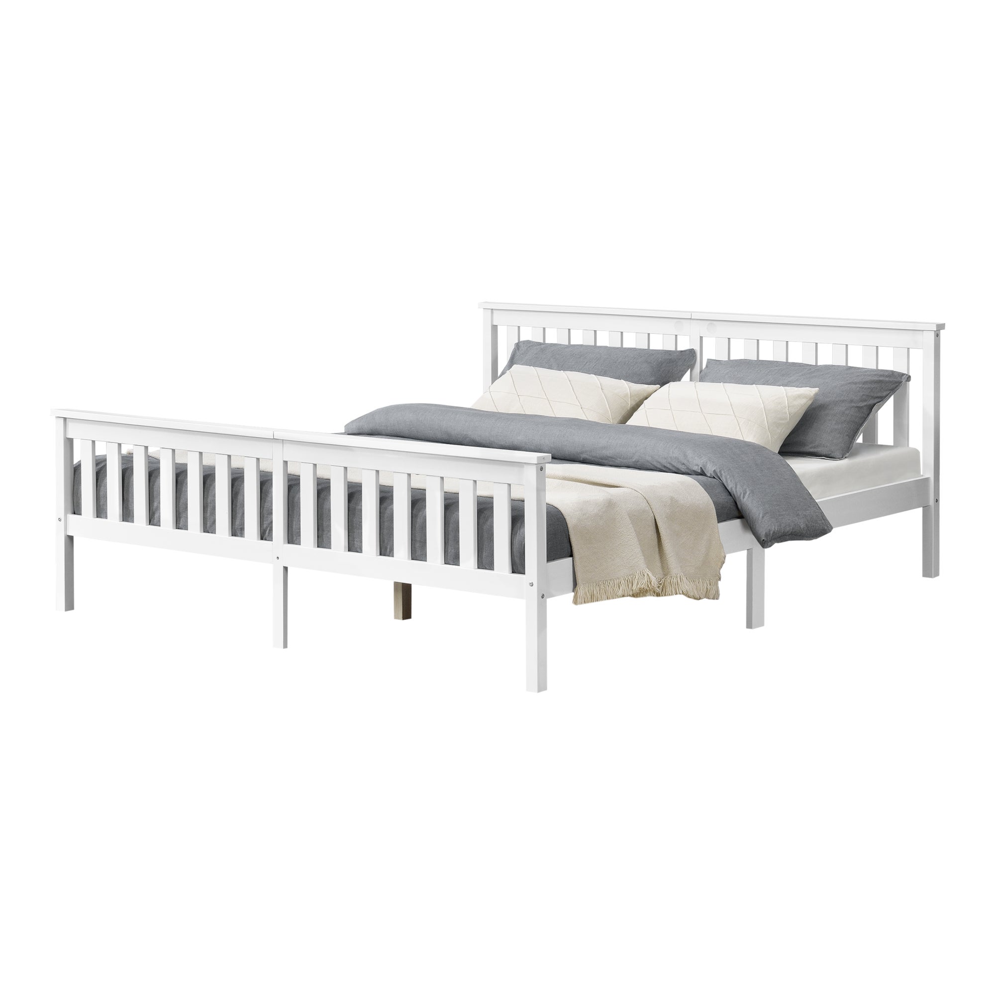 TALCUS Telaio per letto matrimoniale super king size, in legno massiccio,  180 x 200 cm, colore: bianco