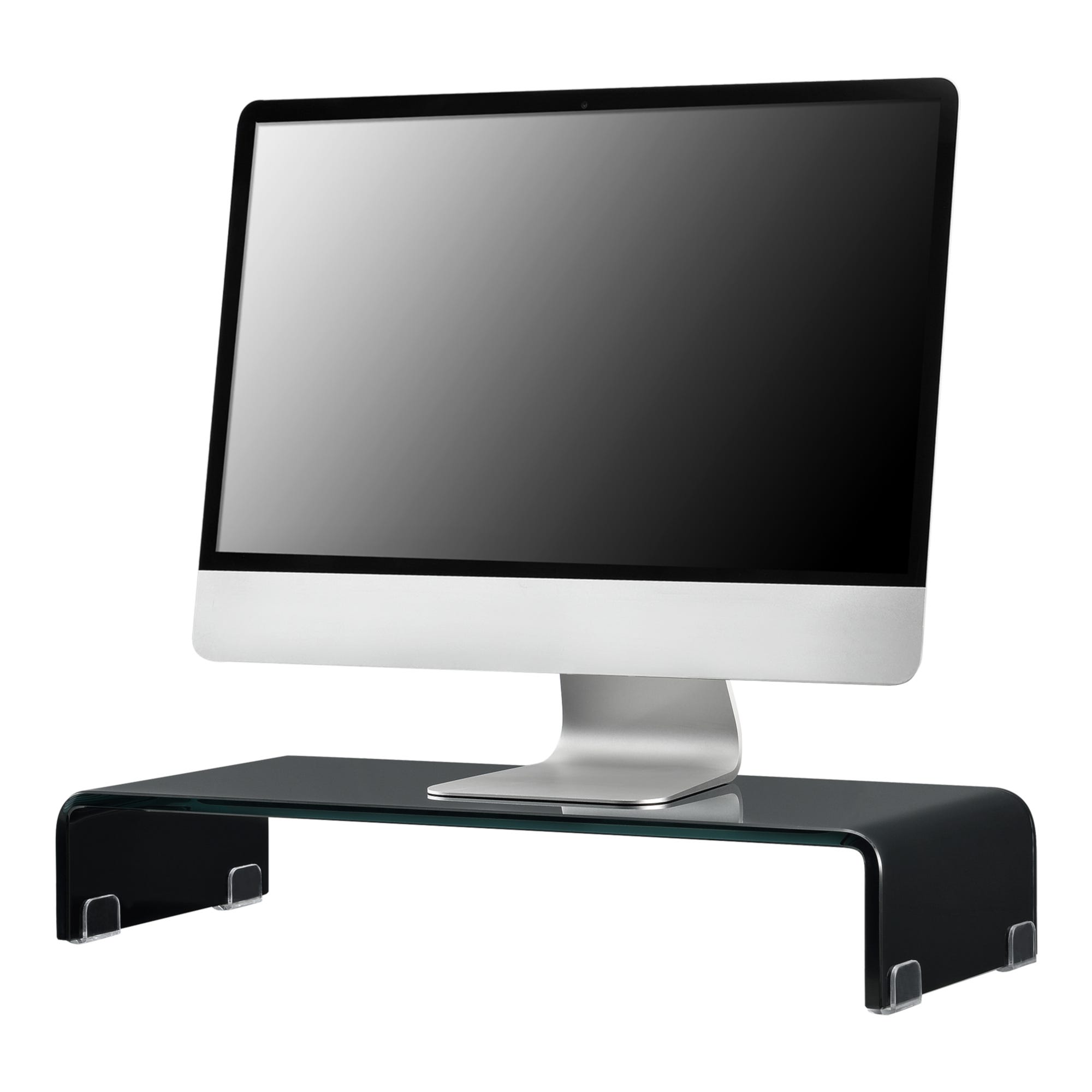 Supporto di Rialzo Monitor/TV/PC Portatile 70 x 30 x 13 cm Mobile in Vetro  Base per Schermi - Nero Lucido, Laccato