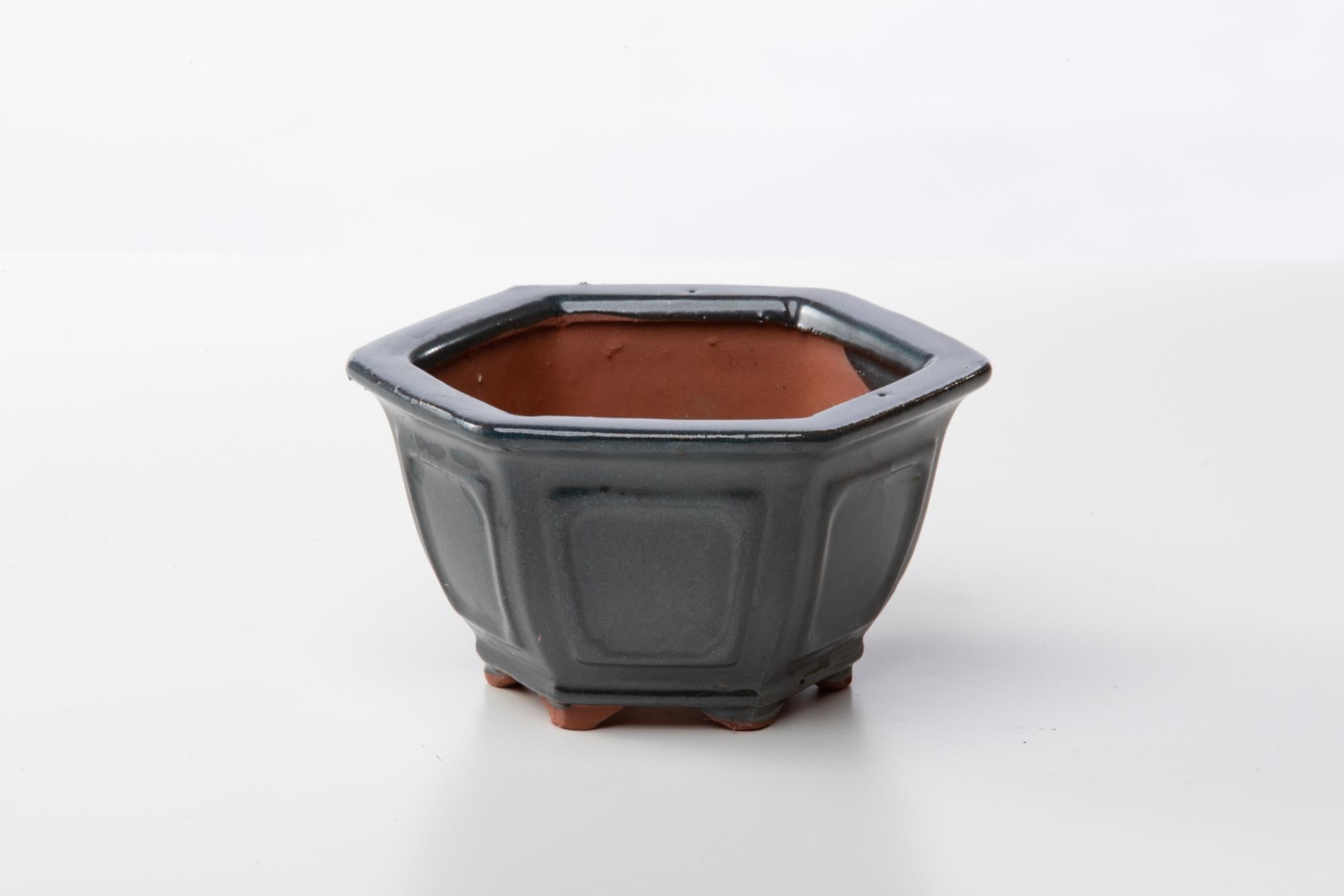 Vaso bonsai ottagonale 12 cm smaltato verde