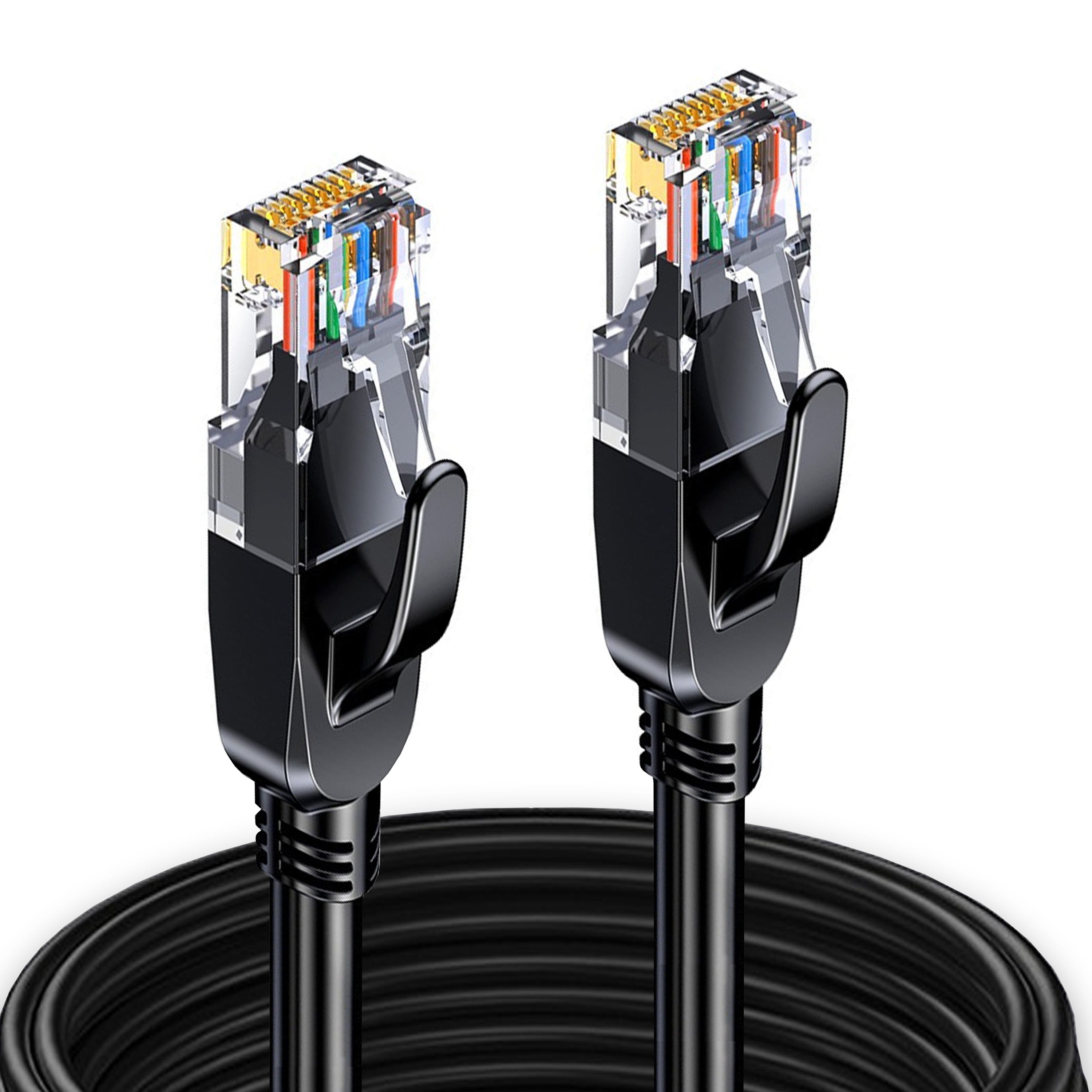 Elfcam® - 50m Cable Reseau Ethernet RJ45 Cat 7, Paire Torsadee Blindee SFTP  100% Cuivre, 6mm Diametre de Cable, 28 AWG Cable Rond  (50M)