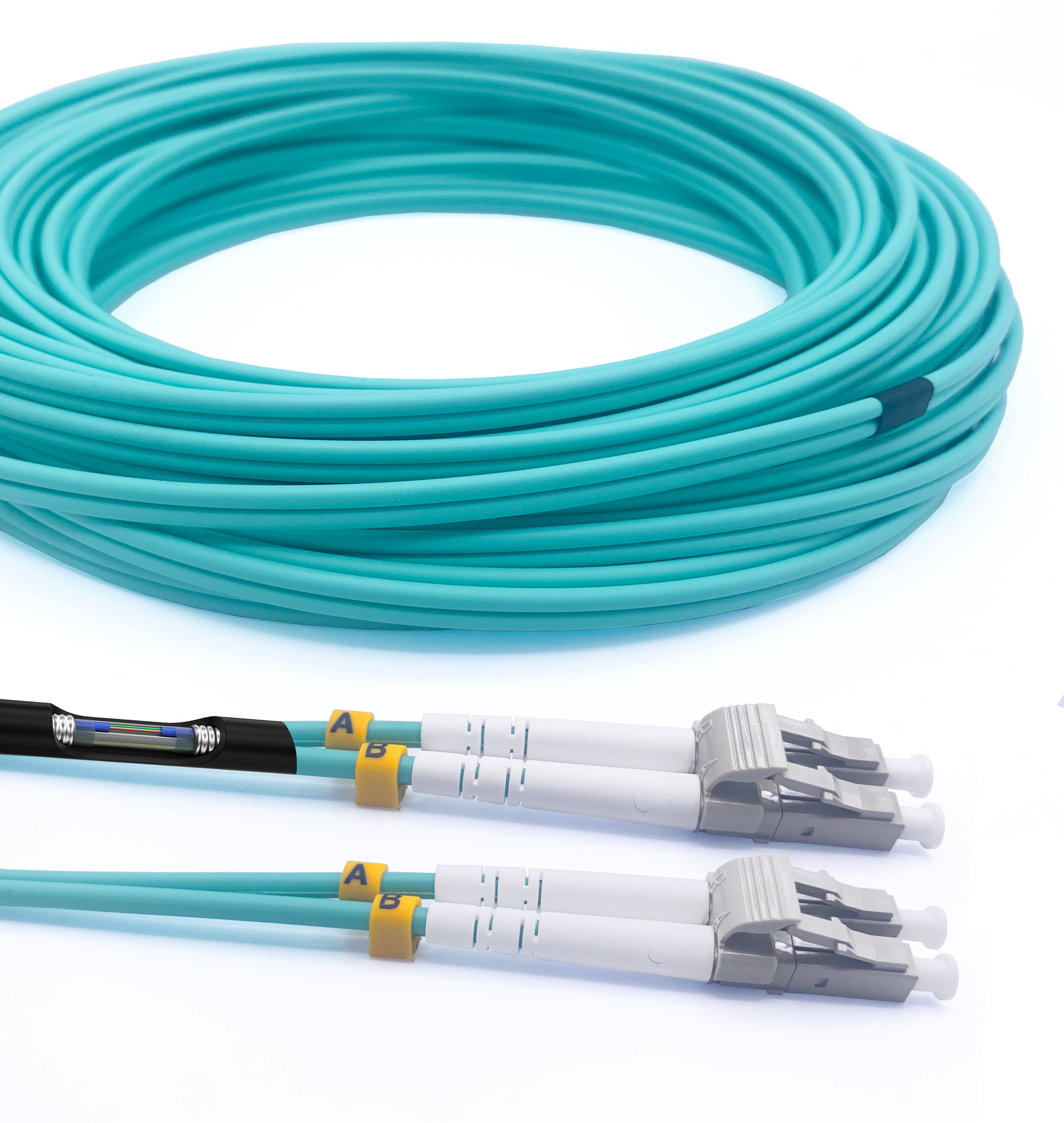 Elfcam Cable A Fibre Optique En Acier Blinde Lc Upc A Lc Upc Om Multimode Duplex Jarretiere