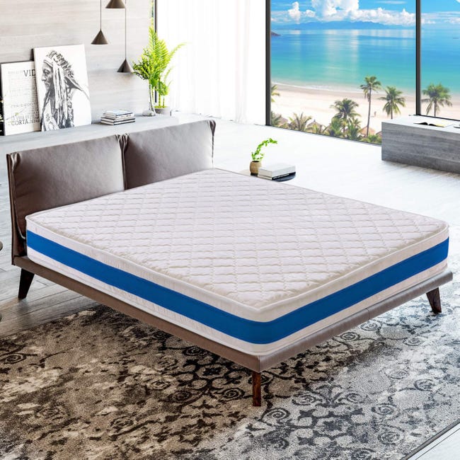 DUÉRMETE ONLINE - Materasso Viscoelastico Lite Reversibile, rigido e confortevole, molto traspirante, lato inverno/estate, bianco, 135 x 190 cm DUÉRMETE ONLINE - Materasso Viscoelastico Lite Reversibile, rigido e confortevole, molto traspirante, lato inverno/estate, bianco, 135 x 190 cm