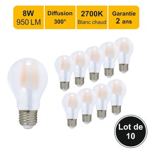 Ampoule LED A60 5W E27 6000k filament blanc froid pas cher - Optonica