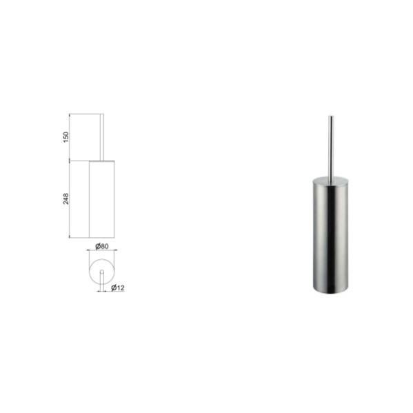 Porta Scopino WC In Acciaio Inox Con Vetro E Set Spazzola - Design Esclusivo Per Bagno - 2