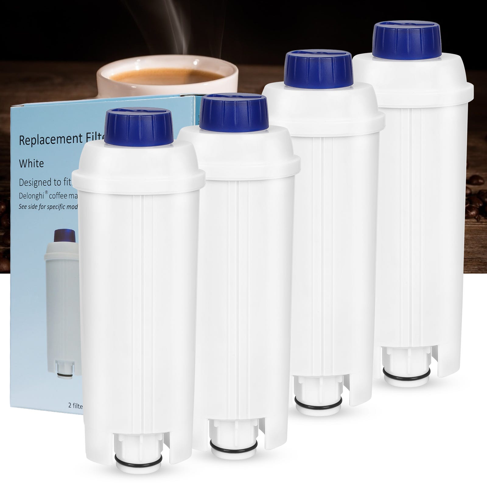 Filtro dell'acqua per il filtro dell'acqua della macchina da caffè Delonghi  Compatibile per DLSC002 ECAM ETAM con carbonio attivo 4 pezzi