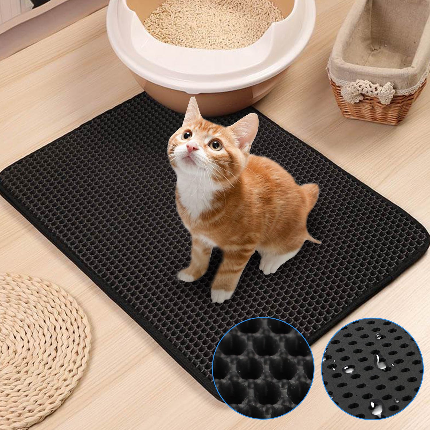 Alfombra de arena para gato alfombra de gato alfombra de panal sin tóxico  alfombra impermeable 78 × 60 cm