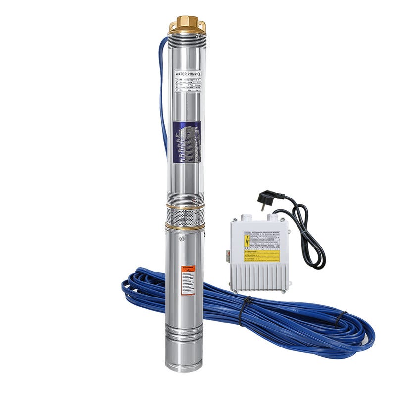 Pompa per pozzi profondi sommersa 4000 l/h 1100W Pompa sommersa per acqua  Diametro pompa 92 mm Acciaio inox