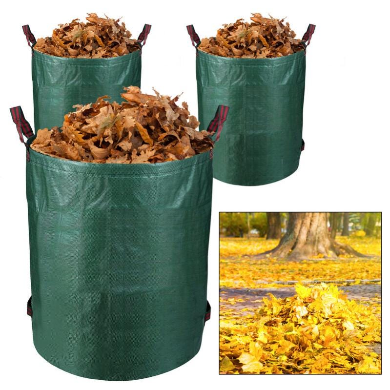 Sacco da Giardino 125L Resistenti con Manici, Sacchetto Foglie Verdi con Tessuto Militare Canvas (H45.7 cm, D55.8 cm Sacco da Giardino 125L Resistenti con Manici, Sacchetto Foglie Verdi con Tessuto Militare Canvas (H45.7 cm, D55.8 cm