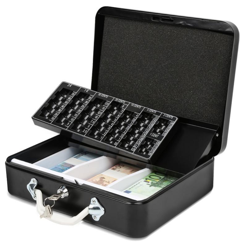 Caisse à Monnaie Verrouillable - Mini Boîte Métal Avec Clef - Pour Pièces/billets - Transport Facile