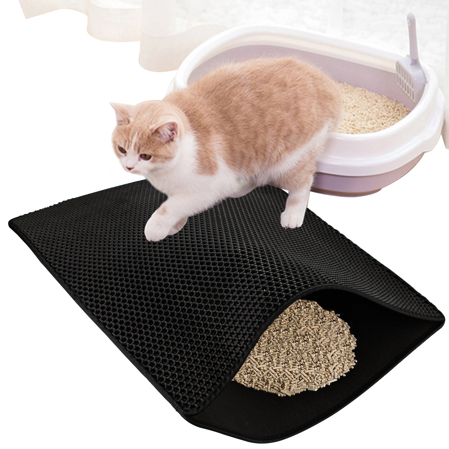 Alfombra de arena para gato alfombra de gato alfombra de panal sin tóxico  alfombra impermeable 78 × 60 cm
