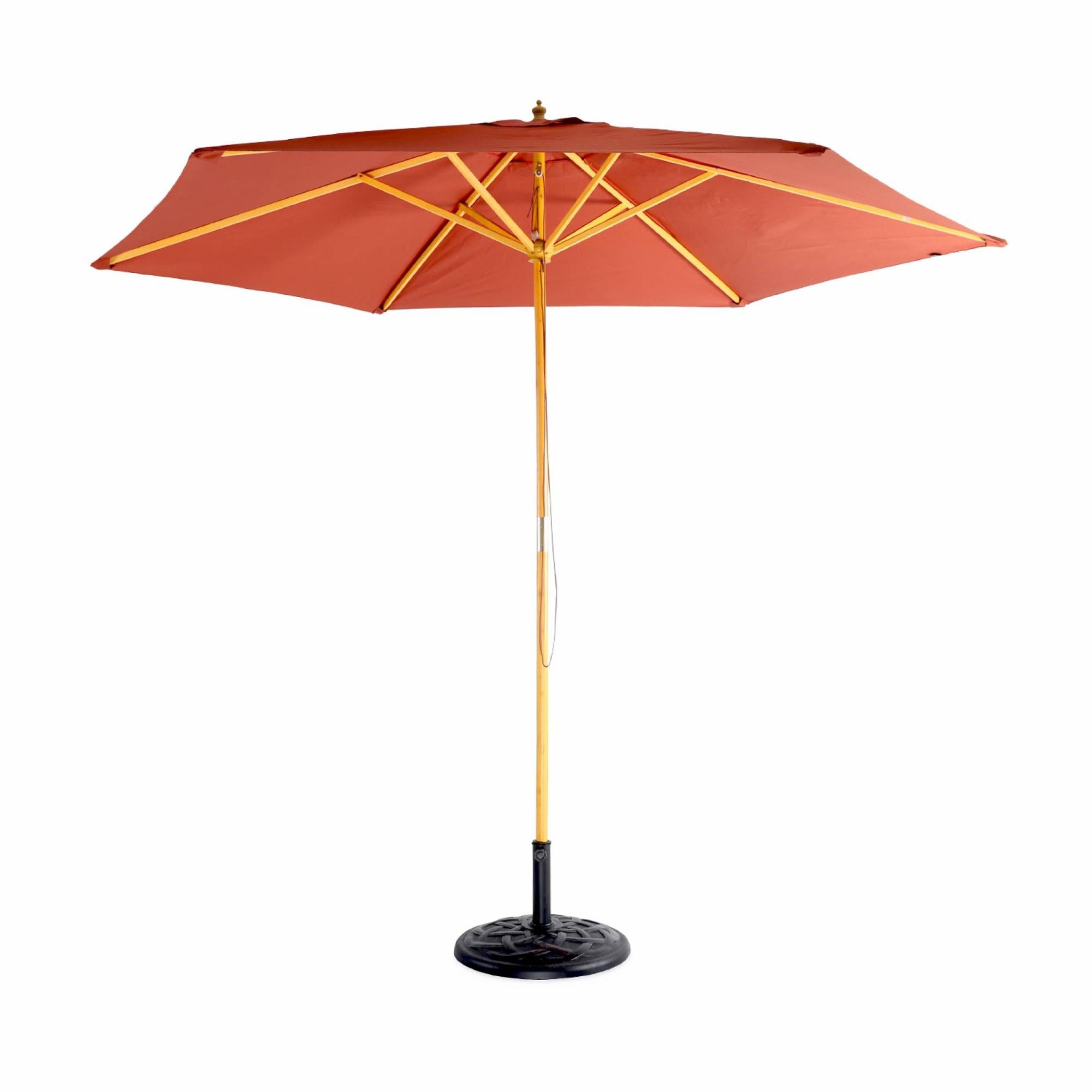 NON UTILIZZATO] Ombrellone Parasole Decentrato HHG-559 Rotondo 4m Bordeaux Girevole Con Base 76974857