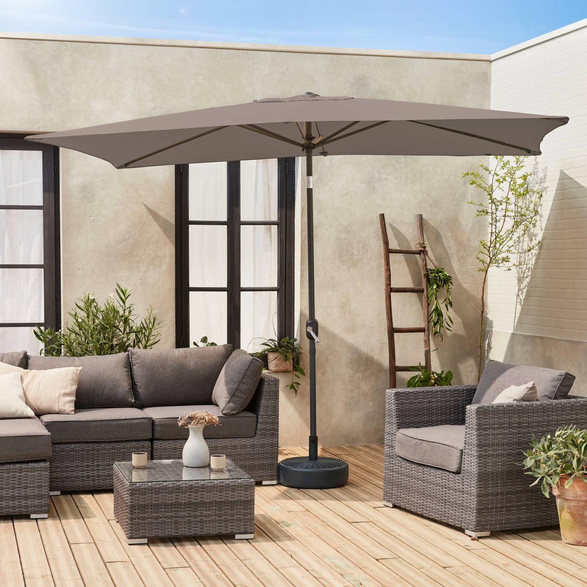 Parasol droit rectangulaire 2x3m - Touquet taupe - mât central en ...