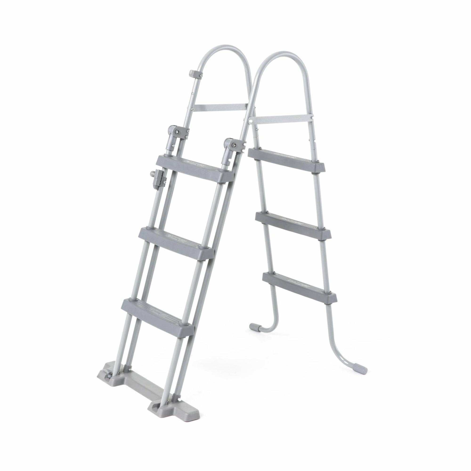 Escalera Simétrica Sobre Suelo Con 3 Peldaños Para Piscinas De Hasta 107 Cm De Altura, Accesorio Para Piscinas