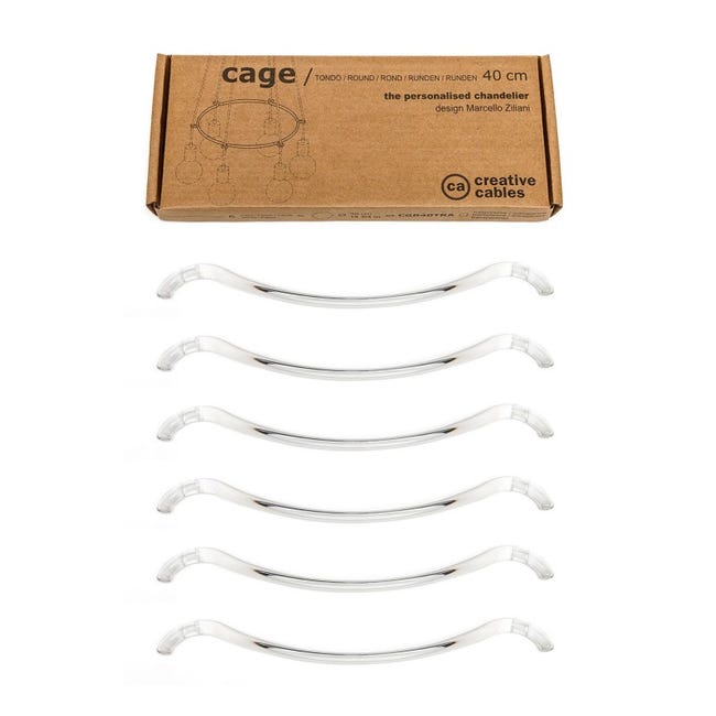 Creative cables - Cage Cerchio - Struttura per lampadari (Dimensione: S - Ø  40 cm - Finitura: Trasparente)
