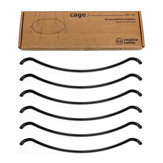 Creative cables - Cage Cerchio - Struttura per lampadari (Dimensione: M - Ø  60 cm - Finitura: Nero)