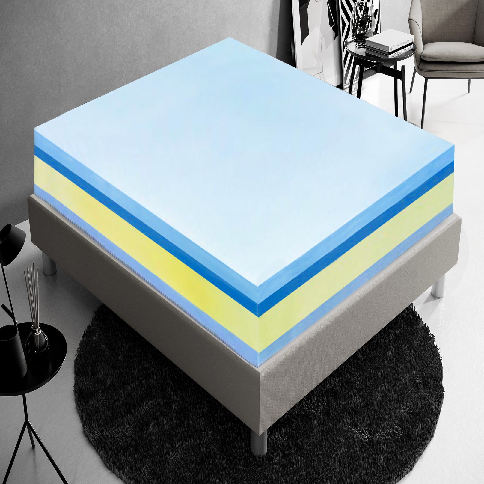 MaterassieDoghe - colchón 180x200 de espuma viscoelástica - 22 cm de altura  - 5 cm de memoria - Funda extraíble