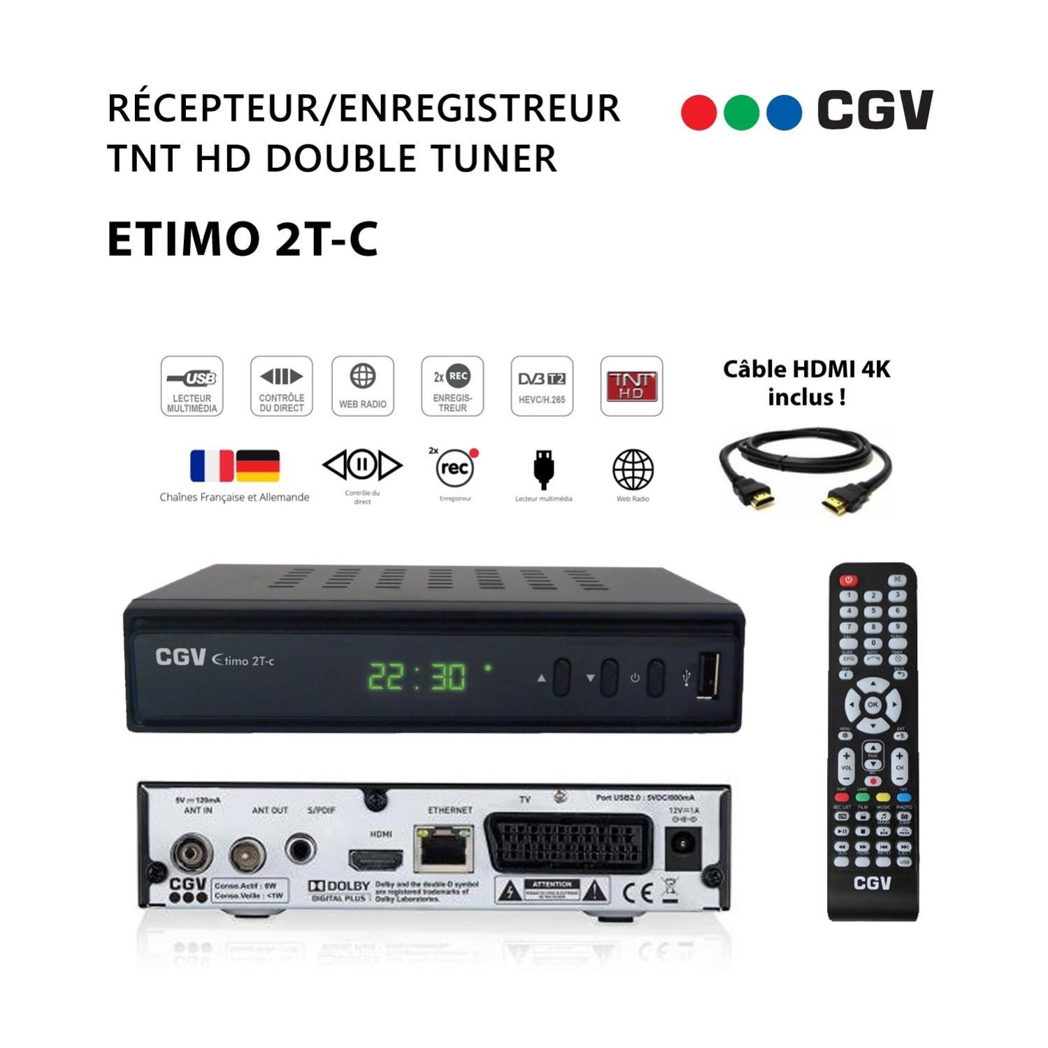 CGV Décodeur TNT HD ETIMO FP-2 - Enregistreur Numérique Avec Reprise Lecture Et Contrôle Direct
