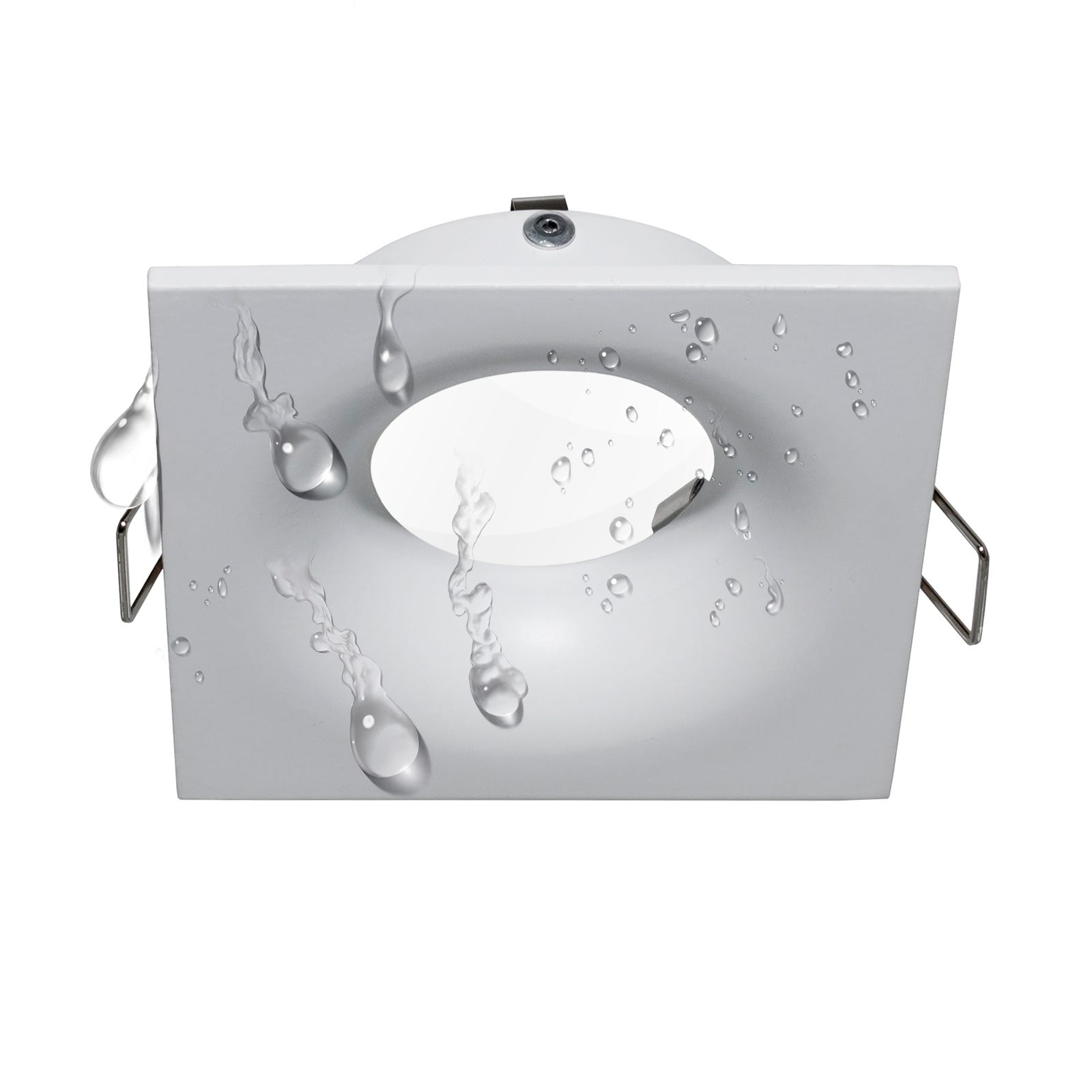 Porta faretto bianco IP65 box doccia bagno turco sauna incasso 70mm  supporto luci LED GU10 MR16 GU5.3 QUADRATO