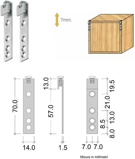 Kit de 2 Par de ganchos ajustables para colgar muebles o espejos placa de soporte para montaje en pared Leroy Merlin
