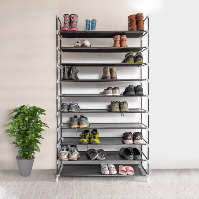Etagère chaussures modulables - 10 niveaux - 100x30x175 cm - jusqu'à 50  paires de chaussures - meuble à chaussures