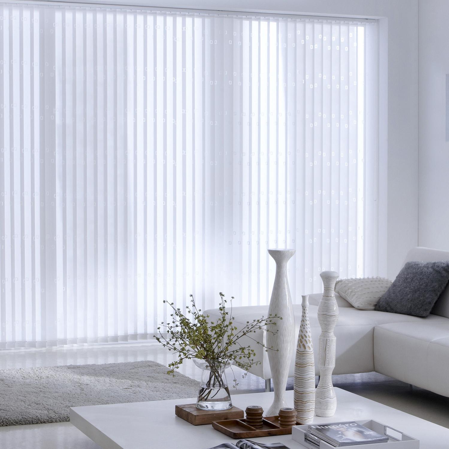 Lot De 5 Lamelles Stores Californiens 89mm - Gris - L8,9 X H280cm - Tissu Tamisant Polyester
