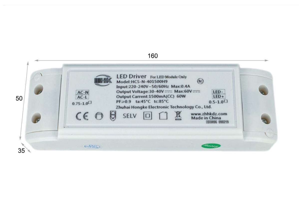 Led Driver CC 1500mA 30V-60VDC 60W Alimentatore Corrente Costante Per ...