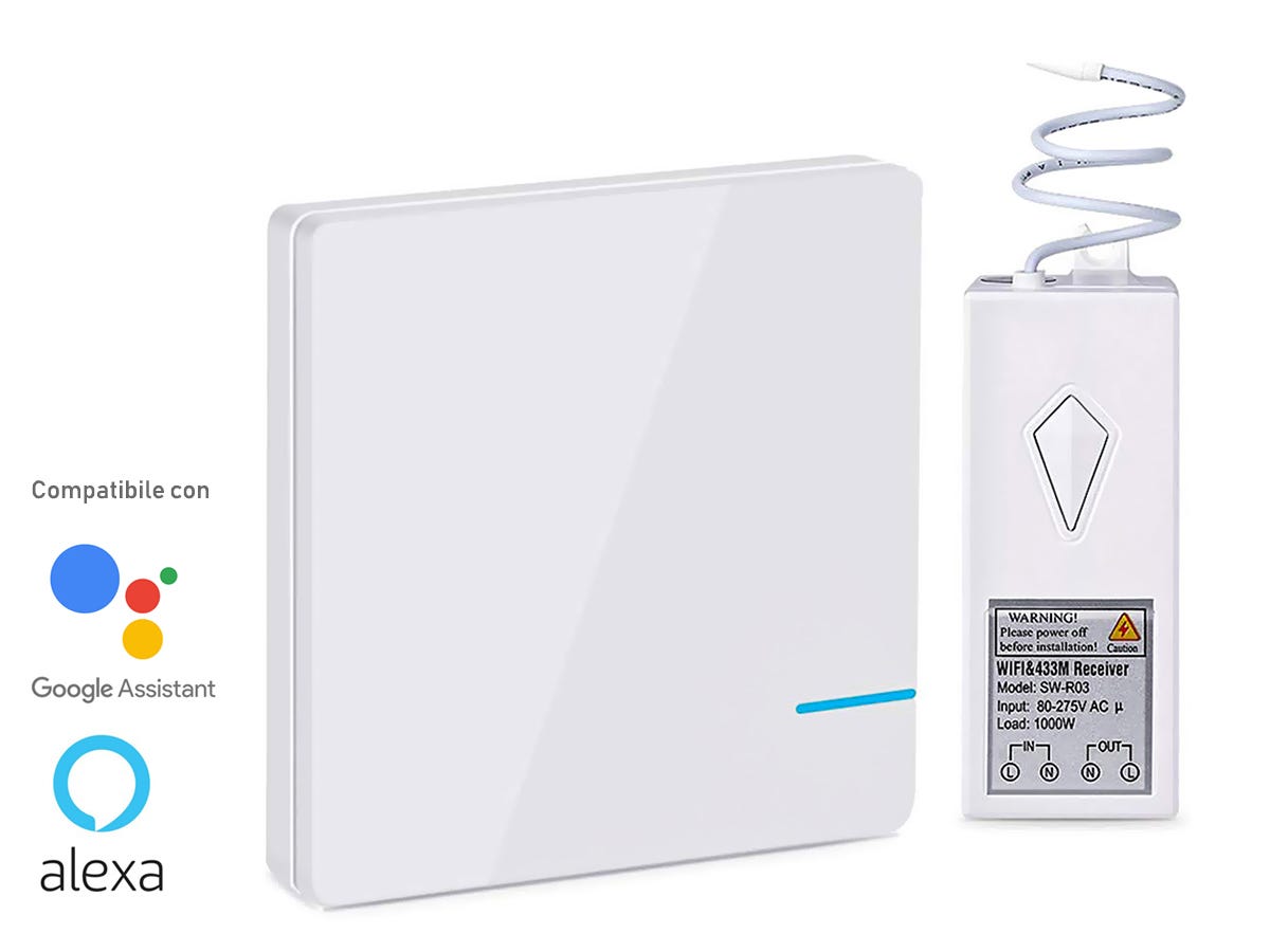 Kit Interruttore Da Parete Ricevitore Wireless WiFi 220V Compatibile Con   Alexa Google Home Installazione Luci Senza Cavi Elettrici Senza  Ro