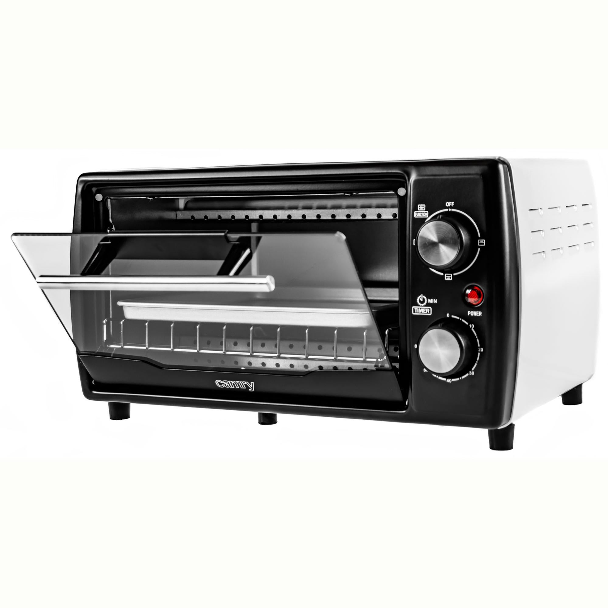 Horno Eléctrico Sobremesa, Mini Horno Tostador, 9L Calentador Cuarzo, Temporizador, Camry, Negro/Plata, 1400, CR6016 | Leroy Merlin