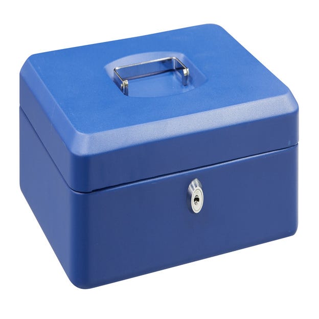 ARREGUI Elegant C9215 Caja Caudales con Llave para Transportar Dinero, Caja  de Seguridad acero con bandeja, Caja fuerte portatil 15 cm ancho, Azul