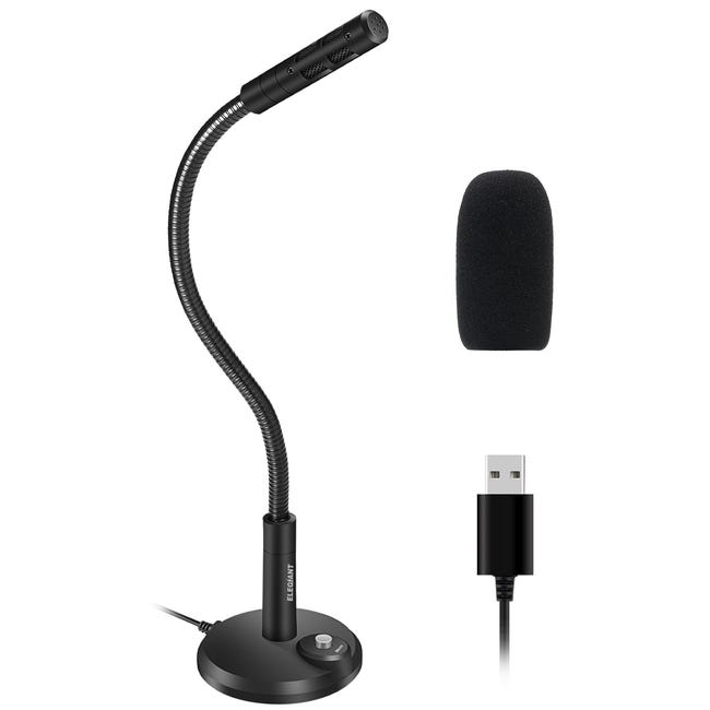 Microphone pour PC, microphone USB pour ordinateur avec support