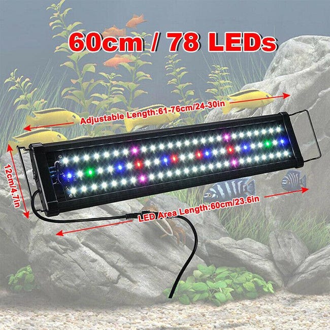Lampada Luce LED per acquario L.60 x 12 x 2,2 cm