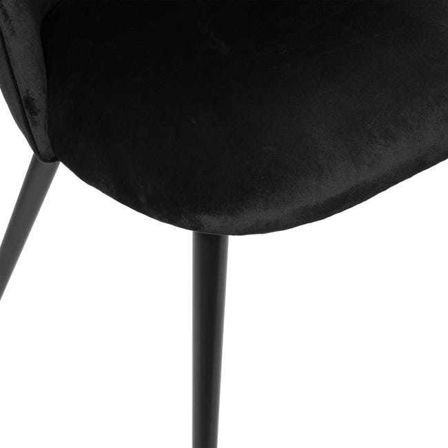 Silla Slano negro - terciopelo - patas de metal negro - Atmosphera