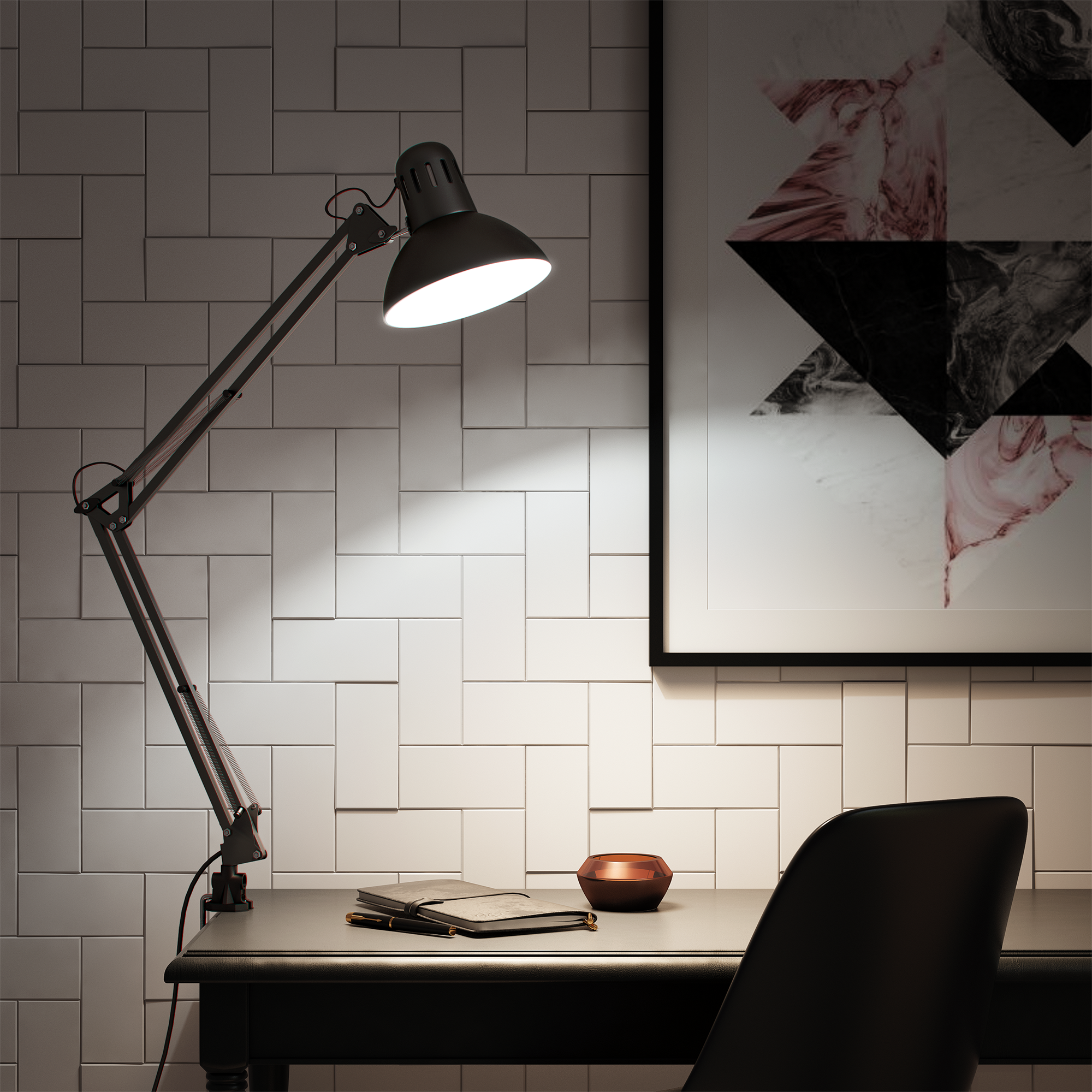 Inspire - lámpara de escritorio arquitecto - h.60 cm - 1 x e27 60w (no incluida) - lámpara orientable con brazo articulado - lámpara de clip de