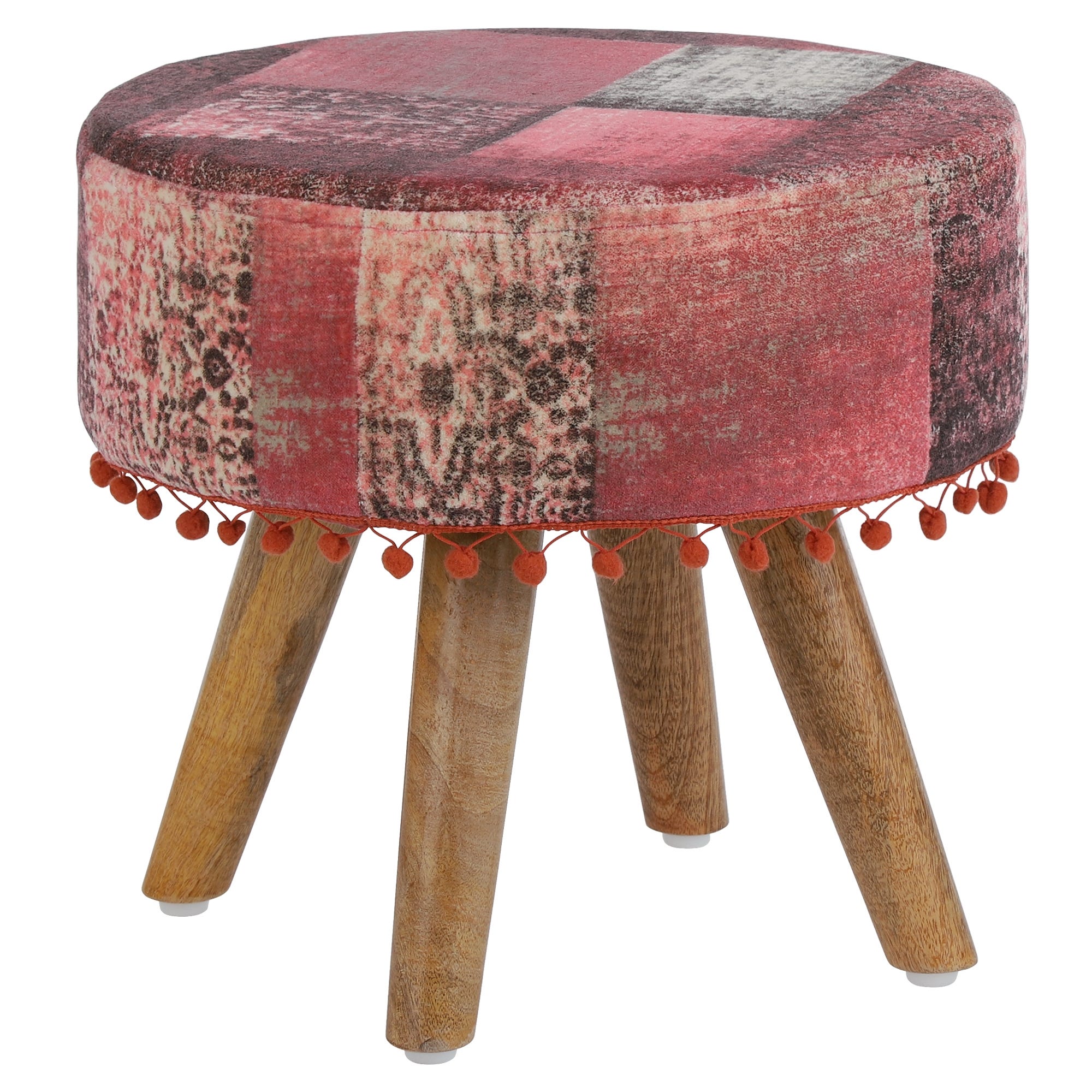Taburete plegable de madera con asiento tapizado