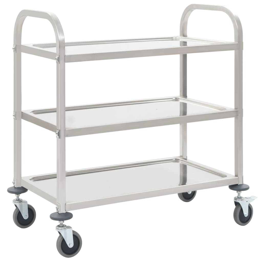 Carrello Da Cucina A 2 Livelli 95x45x83, 5 Cm In Acciaio Inox