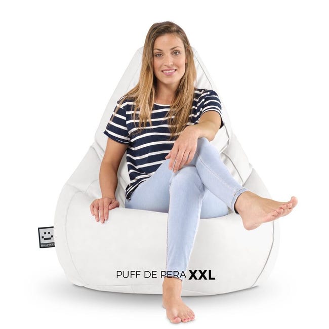 Relax Pouf a Sacco con imbottitura in tessuto Ecopelle Puff XXL  ColoriEcopelle Bianco E1 