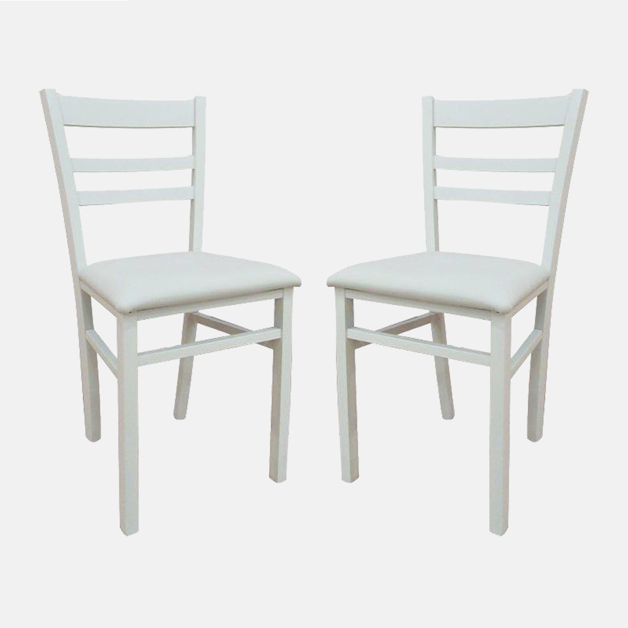 Juego de 2 sillas clásicas de madera, para comedor, cocina o sala de estar,  Made in Italy, 41x43h87 cm, color blanco