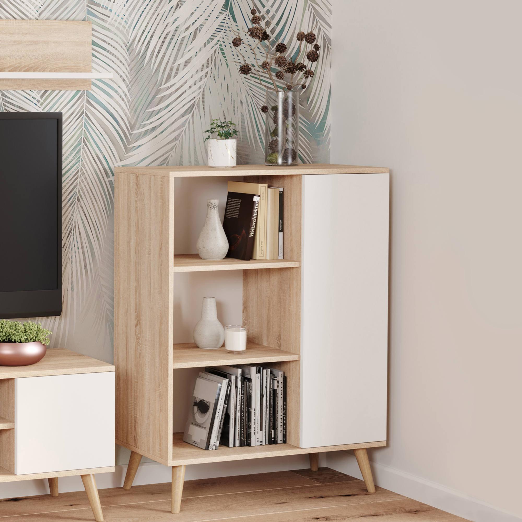 CIADAZ Mobile Bar per liquori, credenza Moderna Mobile Buffet in Legno massello con portabottiglie in Vetro temperato Sensore Automatico Luce a LED per Cucina Sala da Pranzo Soggiorno