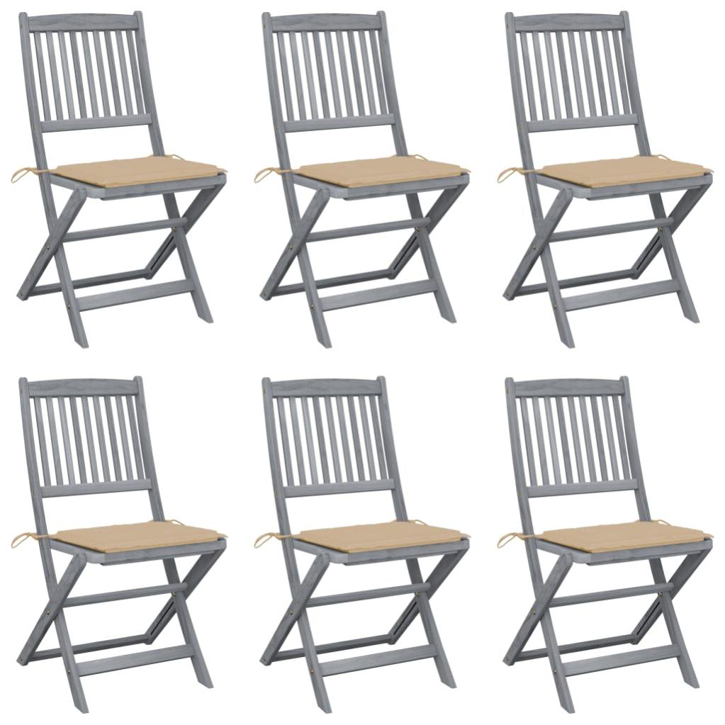 Lot De 8 Chaises Pliables D'Extérieur En Bois D'Acacia | 91 Cm De Haut | Siège 44x39 Cm | Pour Jardin, Terrasse, Patio | VidaXL