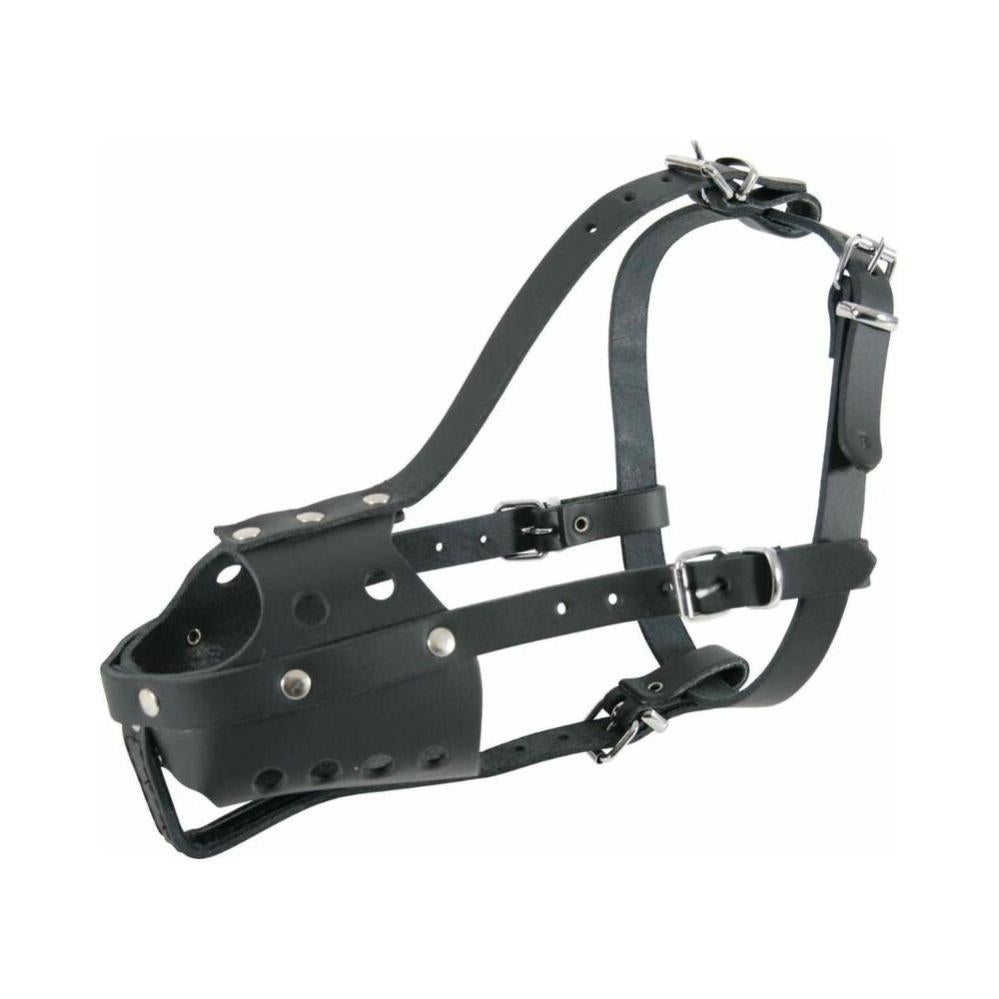 Muselière Sangle Nylon Noir Taille XXL Réglable pour Chiens Anti Aboiement Anti-Morsure