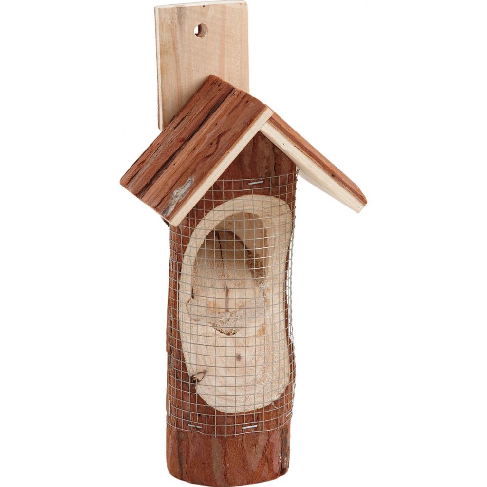 Relaxdays Mangiatoia per Uccelli, Casetta da Appendere in Legno Dispenser  Mangime da Esterno, 20x15,5x13 cm, Naturale