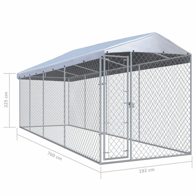 Chenil extérieur cage enclos parc animaux chien extérieur avec toit pour  chiens 760 x 190 x 225 cm 02_0000456