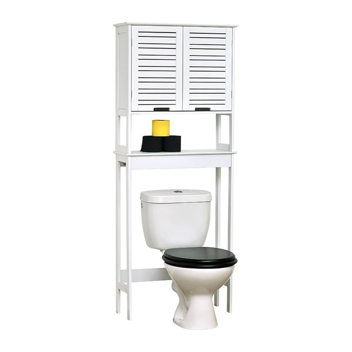 Meuble WC avec Étagères - Blanc + 2 Portes 118cm…