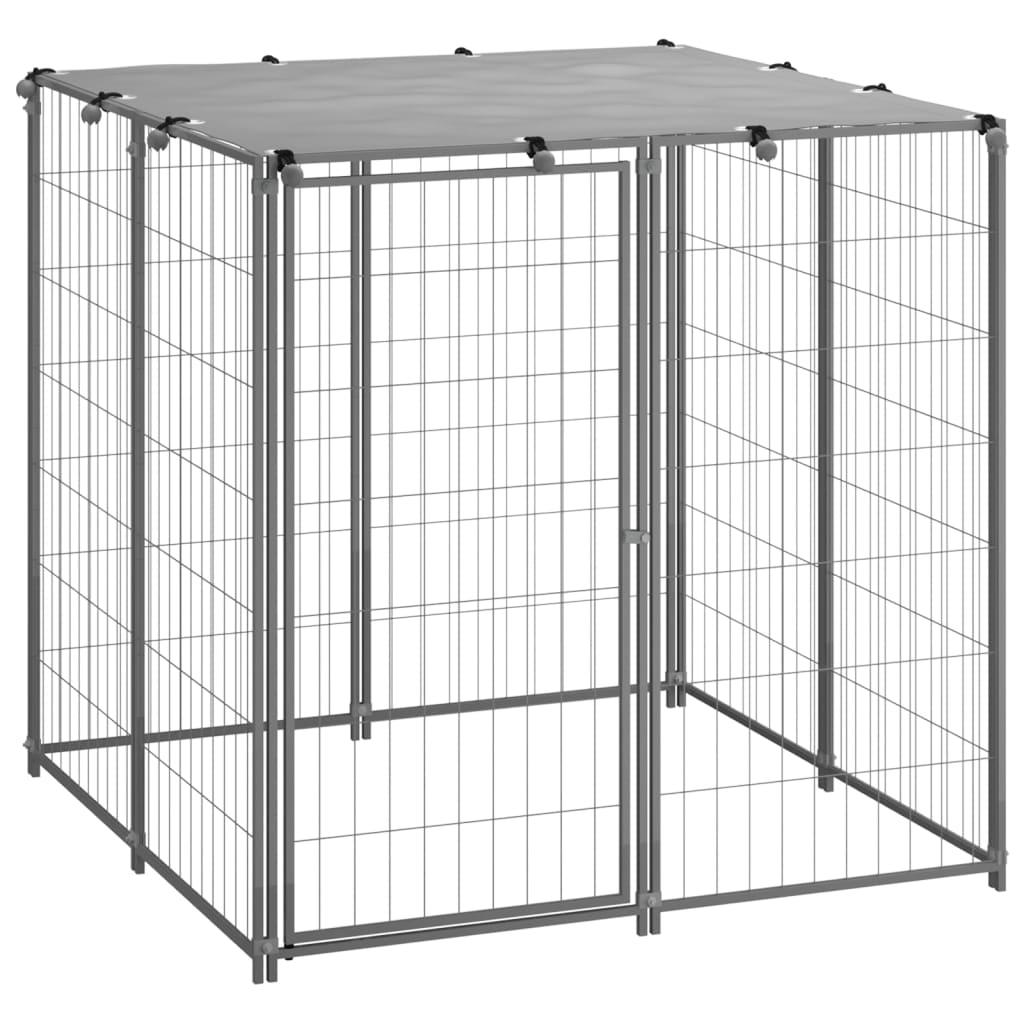 Chenil pour Chien Éxterieur Cage Chein XXL Enclos pour Chiens Parc en Métal  avec Toit Tissu